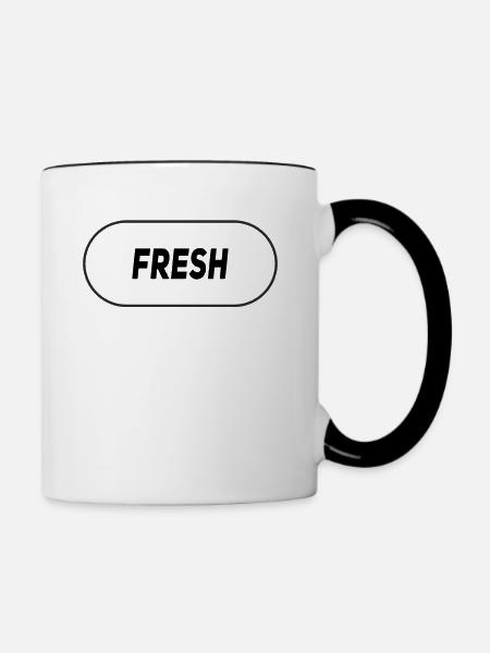 trendig - heiß - frisch - Tasse zweifarbig - Weiß/Schwarz