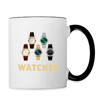 Watches Collector Luxuxry Watch Collection Gifts - Contrasting Mug - white/black - Right