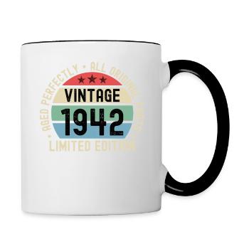 80e anniversaire 80 ans né en 1942 - Mug contrasté - blanc/noir - Droite