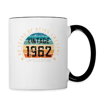 60e anniversaire 60 ans né en 1962 - Mug contrasté - blanc/noir - Droite