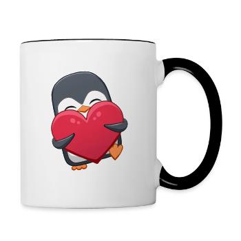 Penguin with heart - Contrasting Mug - white/black - Right