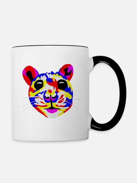 Maus Kopf Klugheit - Logo - Tasse zweifarbig - Weiß/Schwarz