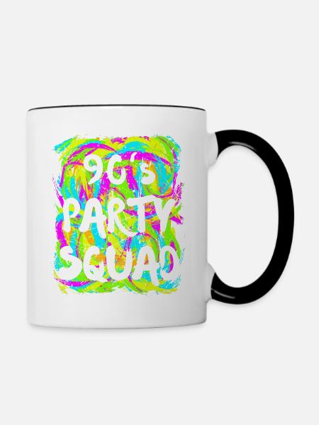 90er Jahre Party Outfit Neon Look Retro - Tasse zweifarbig - Weiß/Schwarz