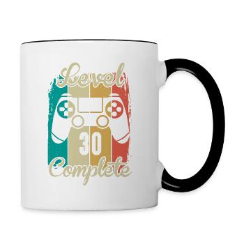 30th Birthday Shirt Gamer Level 30 Complete - Contrasting Mug - white/black - Right