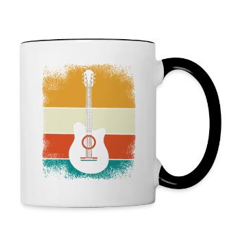 Gitarre Rockmusik für Gitarristen Retro Vintage - Tasse zweifarbig - Weiß/Schwarz - Rechts