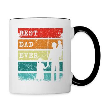 Fête des pères Meilleur papa jamais rétro Coucher de soleil Fête des pères - Mug contrasté - blanc/noir - Droite
