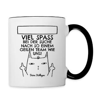 Abschiedsgeschenk Abschied Kollege Jobwechsel - Tasse zweifarbig - Weiß/Schwarz - Rechts