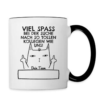 Abschiedsgeschenk Abschied Kollege Jobwechsel - Tasse zweifarbig - Weiß/Schwarz - Rechts