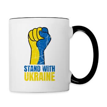Stand avec Ukraine Vintage Ukraine Flag - Mug contrasté - blanc/noir - Droite