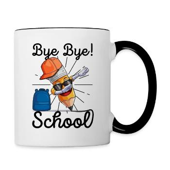 Grundschule Abschluss Schule Schulabschluss - Tasse zweifarbig - Weiß/Schwarz - Rechts