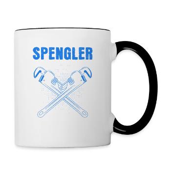 Spengler Rinne Rohr Und Dach Klempner - Tasse zweifarbig - Weiß/Schwarz - Rechts