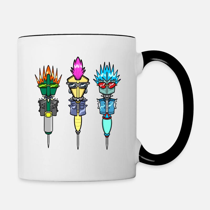 Joueur de fléchettes Fléchettes Flèches Punk Cheveux Fléchettes Fléchettes - Mug contrasté - blanc/noir
