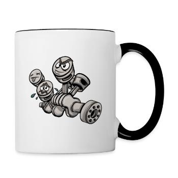 Arbeitsmotor Kolben Kfz-Mechaniker - Tasse zweifarbig - Weiß/Schwarz - Rechts