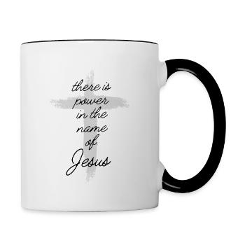 Jesus Christus Kreuz Glauben Spruch Geschenk - Tasse zweifarbig - Weiß/Schwarz - Rechts
