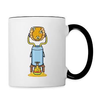 Imkerbienenwabe mit Zapfhahn Bienenzucht - Tasse zweifarbig - Weiß/Schwarz - Rechts