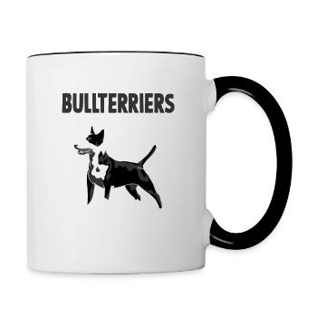Bullterrier Anatomie witziges Hundehalter Hunde - Tasse zweifarbig - Weiß/Schwarz - Rechts