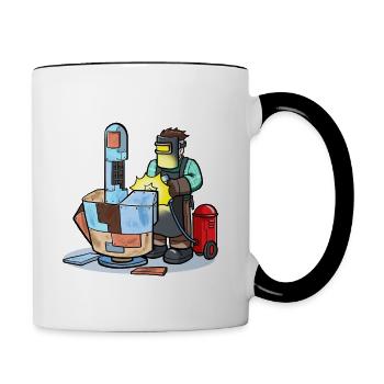 Schweißen Metall Mittelfingerschweisser - Tasse zweifarbig - Weiß/Schwarz - Rechts
