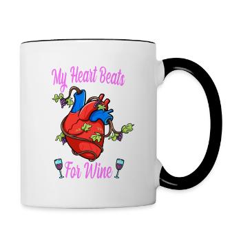 Wine Drinker My Heart Beats Only For Wine Lover - Contrasting Mug - white/black - Right