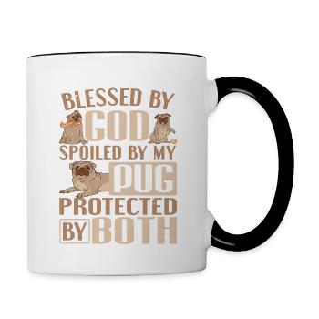 Propriétaire de chien carlin béni par Dieu gâté par mon carlin - Mug contrasté - blanc/noir - Droite