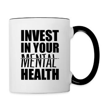 Investissez dans votre santé mentale - Mug contrasté - blanc/noir - Droite