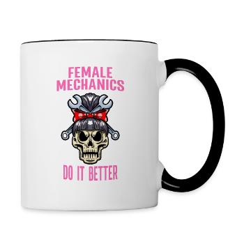 Car Mechanic Women Female Mechanics Do It Better - Contrasting Mug - white/black - Right