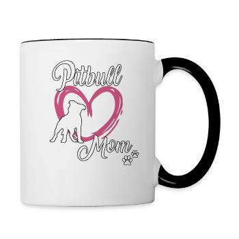 Pitbull Maman Maîtresse Chien École Pitbull Terrier - Mug contrasté - blanc/noir - Droite