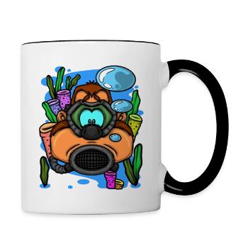 Scuba Diver Monkey Diving Goggles Scuba Diving - Tasse zweifarbig - Weiß/Schwarz - Rechts