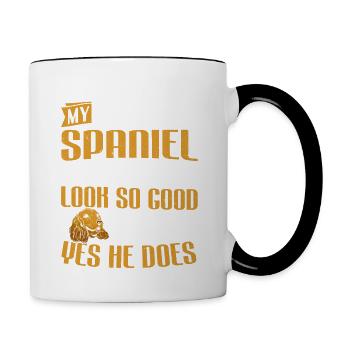 My Cocker Spaniel Looks Good - Contrasting Mug - white/black - Right