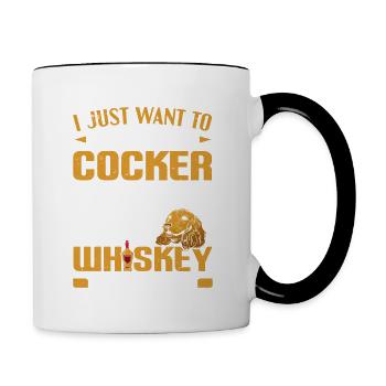 Je veux juste y aller avec mon cocker épagneul - Mug contrasté - blanc/noir - Droite