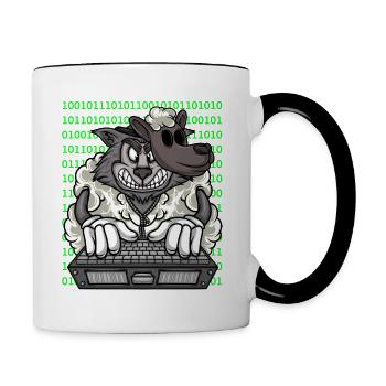 Hacker Wolf im Schafspelz Cybersicherheit - Tasse zweifarbig - Weiß/Schwarz - Rechts