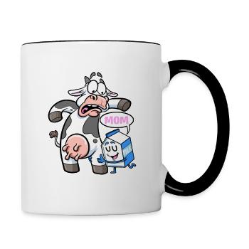 Milchkartons rufen Kuh Mama Milchbauernkuh - Tasse zweifarbig - Weiß/Schwarz - Rechts