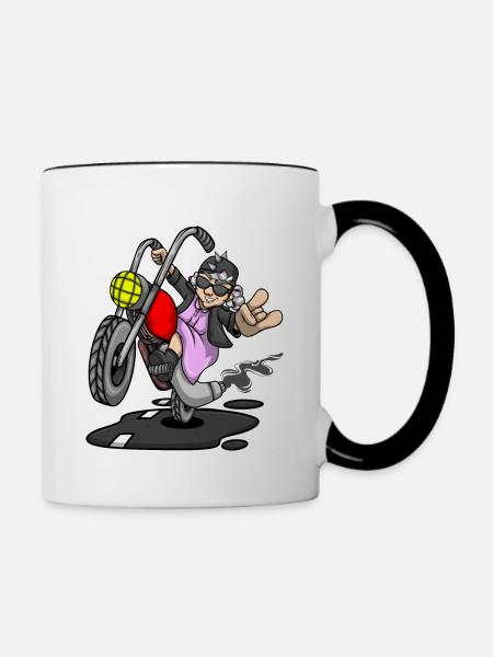Motorrad Motorrad Oma Motorradfahrer - Tasse zweifarbig - Weiß/Schwarz