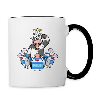 Milchkartons rufen Kuh Mama Milchbauernkuh - Tasse zweifarbig - Weiß/Schwarz - Rechts