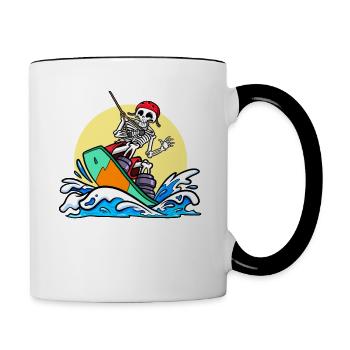 Wakeboarder Skeleton sur le wakeboard - Mug contrasté - blanc/noir - Droite