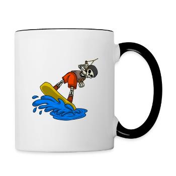 Wakeboarder Skeleton sur le wakeboard - Mug contrasté - blanc/noir - Droite