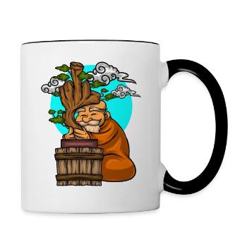 Miniature Trees Bonsai Middle Finger - Contrasting Mug - white/black - Right