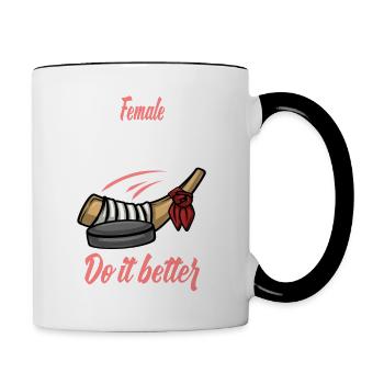 Eishockeyspielerin Weibliche Hockeyspielerin - Tasse zweifarbig - Weiß/Schwarz - Rechts