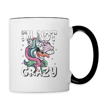 je ne suis pas fou - cadeau de licorne folle - Mug contrasté - blanc/noir - Droite