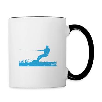 Nur noch eine Rutsche verspreche ich Wakeboarden - Tasse zweifarbig - Weiß/Schwarz - Rechts