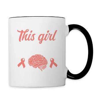 Dieses Mädchen schlug einen Schlaganfall-Schlaganfall-Überlebenden - Tasse zweifarbig - Weiß/Schwarz - Rechts