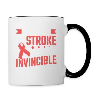 Ich habe Schlaganfall überlebt Ich bin unbesiegbar Schlaganfall Überlebender - Tasse zweifarbig - Weiß/Schwarz - Rechts