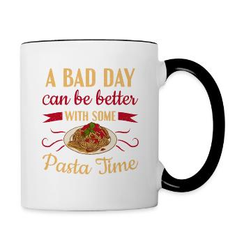 Ein schlechter Tag kann mit etwas Pasta-Pasta besser sein - Tasse zweifarbig - Weiß/Schwarz - Rechts