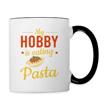 Italian Food My Hobby Is Eating Pasta - Contrasting Mug - white/black - Right