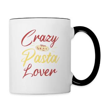Italienisches Essen Crazy Pasta Lover Pasta - Tasse zweifarbig - Weiß/Schwarz - Rechts