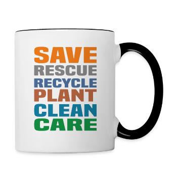 Save Rescue Recycle Plant Clean Care - Tasse zweifarbig - Weiß/Schwarz - Rechts