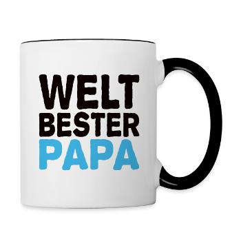 Weltbester Papa - Tasse zweifarbig - Weiß/Schwarz - Rechts