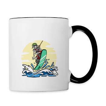 Wakeboarding Skeleton Wakeboarder Wakeboard - Contrasting Mug - white/black - Right