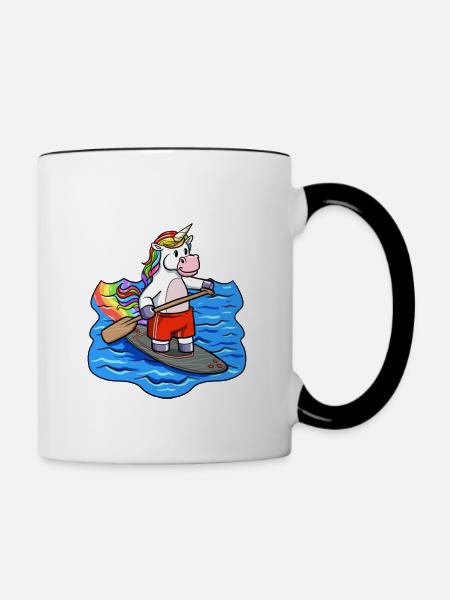 SUP Paddling Kinder Einhorn Stand Up Paddle - Tasse zweifarbig - Weiß/Schwarz