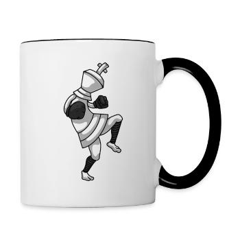 Martial Arts Kickboxer Chess Piece Kickboxing - Contrasting Mug - white/black - Right