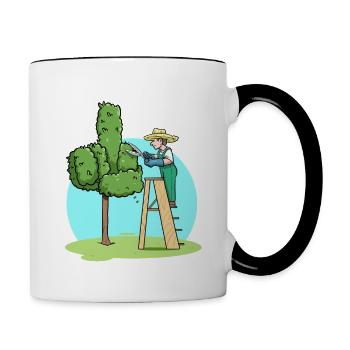 Garden Gardener Cut Hedge Middle Finger Gardening - Contrasting Mug - white/black - Right